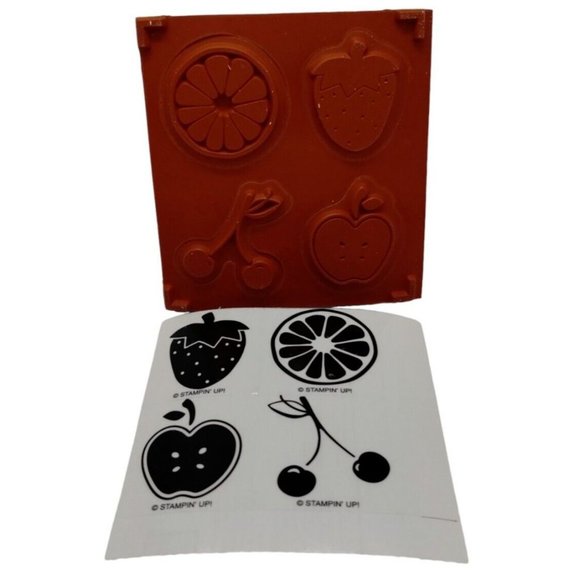 Stampin Up Tart and Tangy 4 Piece Rubber Stamp Kit Unmounted 2004 Fruit Retired - Picture 2 of 3